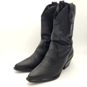 Steve Madden Ladies Western Boot Black Leather embroidered women's Size 10